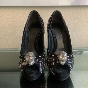 Alexander McQueen studded Tweed Skull Pumps